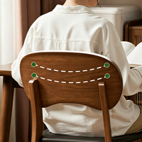 Ensemble de 2 chaises de salle à manger en bois massif, finition noyer, dossier incurvé ergonomique, coussin en cuir pour la maison, la cuisine, les meubles de restaurant