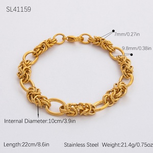 Personalized Women's Stainless Steel <b>Charm</b> Bracelet with 18K Gold Plating Light Luxury Chain Bar Jewelry for Anniversaries - Product Image 6