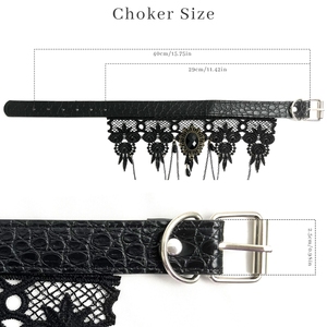 สร้อยคอโซ่คล้องคอหนังสไตล์พังก์สำหรับผู้หญิงสร้อยคอแบบกอธิคพร้อมเครื่องประดับที่ทำจากลูกไม้ - Product Image 6