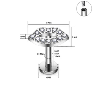 Vente en gros de bijoux de <span class=keywords><strong>piercing</strong></span> corporel en Titane ASTM F136 16G, en forme de <span class=keywords><strong>bouche</strong></span>, à filetage interne, pour nez, cartilage, hélix, oreille et labret - Product Image 3