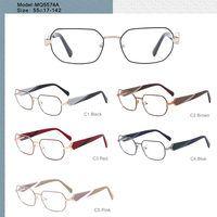 Lunettes optiques métalliques de haute qualité pour femmes, monture carrée, monture de lunettes tendance, branches en acétate, lunettes de prescription MQ5574A