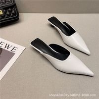 JR Residence C-18 – Demi-chaussons d'été noirs pour femme à bout pointu, talon aiguille, semelle extérieure en caoutchouc, doublure en microfibre, effet amincissant