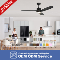 Ventilateur de plafond en bois 1stshine de 52 pouces avec lumière, moteur DC, télécommande, 3 pales en bois, LED à intensité variable, moderne
