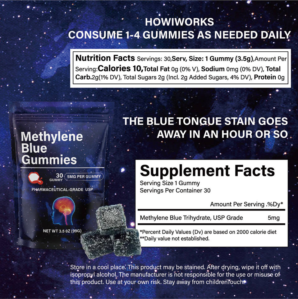 Custom Blue Methylene Gummies 1% | Antioxidant & Energy Support | Made ...