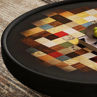 Ensemble de table basse ronde en bois de style italien avec finition brillante pour salon