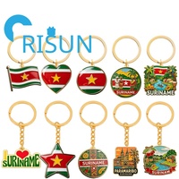 Porte-clés Souvenir Culturel en Métal Personnalisé avec Carte des Drapeaux d'Amérique du Nord et du Sud, Paramaribo, Suriname, Cadeau, Vente en Gros
