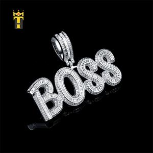 Hip Hop Populer Baguette Zircon Bos Besar Huruf Perak Huruf Liontin - Product Image 4