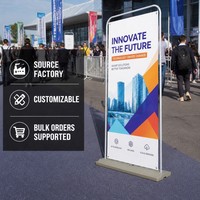 Stand Banner Bingkai Pintu Pabrik 60*160cm 80*180cm, Cetak Poster Logam Custom dengan Alas Tangki Air