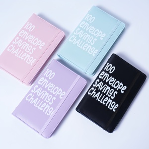 Carpeta de Cuero PU Tamaño A6, Desafío de Ahorro de Dinero de 100 Días con <span class=keywords><strong>la</strong></span> Familia y los Amigos, <span class=keywords><strong>Libro</strong></span> de Almacenamiento de Presupuesto con Sobres para Monedas - Product Image 1