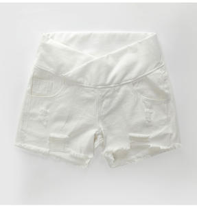 Shorts en jean <span class=keywords><strong>de</strong></span> maternité <span class=keywords><strong>taille</strong></span> haute pour femme enceinte avec soutien abdominal et poches – Collection été en promotion - Product Image 6