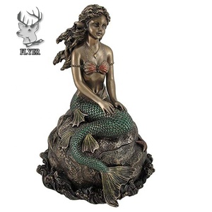 Statue de <span class=keywords><strong>sirène</strong></span> en bronze de jardin personnalisée, grande fontaine d'eau en cuivre et en laiton - Product Image 3