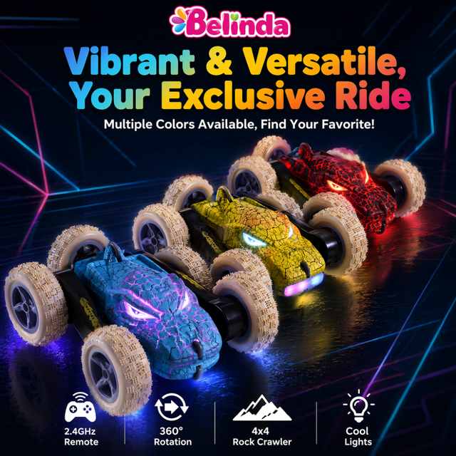 Belinda Crack Dinosaur Stunt Rc Cars 2.4G Remote Control Car With LED Lights Kids Rc Drift Crawler Car Toys Gifts for Children's