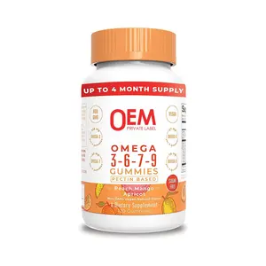 OEM自有品牌素食欧米茄3 6 7 9软糖非转基因天然风味欧米茄3鱼油软糖补充剂能量支持