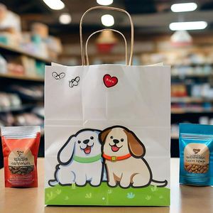 Bolsa de Papel Kraft Personalizada para Alimentos para Mascotas y Mini Bolsa de Papel con Asa de 160 mm, Bolsa de Regalo, Suministro Directo de Fábrica - Product Image 3