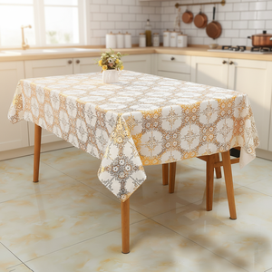 Manteles <span class=keywords><strong>de</strong></span> PVC Modernos con Diseño Floral Estampado, Jacquard, Sin Fin, Recubiertos en Oro, Impermeables, Desechables, Rectangulares, para Fiestas en Casa - Product Image 6