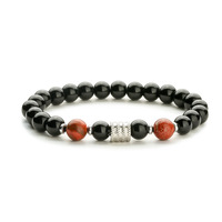 Bracelet élastique original en perles de cristal d'onyx noir simple, bracelet classique en pierre multicolore, bijoux à breloques pour la mode