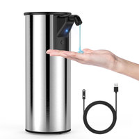 Distributeur de savon automatique sans contact en acier inoxydable, ensemble de pompes 350 ml (12 oz), chargement magnétique, 4 niveaux réglables pour cuisine et salle de bain