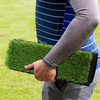 Tapis d'entraînement de golf pliable avec plateau, gazon tricolore, conception à quatre volets, entraîneur de golf portable