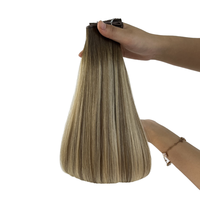 Ekstensi Rambut Manusia Rusia Remy Grade Machine Double Weft Berkualitas Tinggi, Pewarnaan Sutra Lurus, Dapat Disesuaikan untuk Kepang
