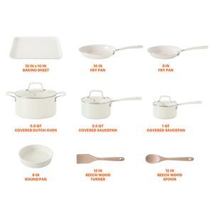 Juego de Ollas y Sartenes de 12 Piezas en Oferta, con Tapas de Vidrio, Asas de Acero Inoxidable, Cerámica Blanca Antiadherente, Apto para Cocina de Gas e Inducción - Product Image 6