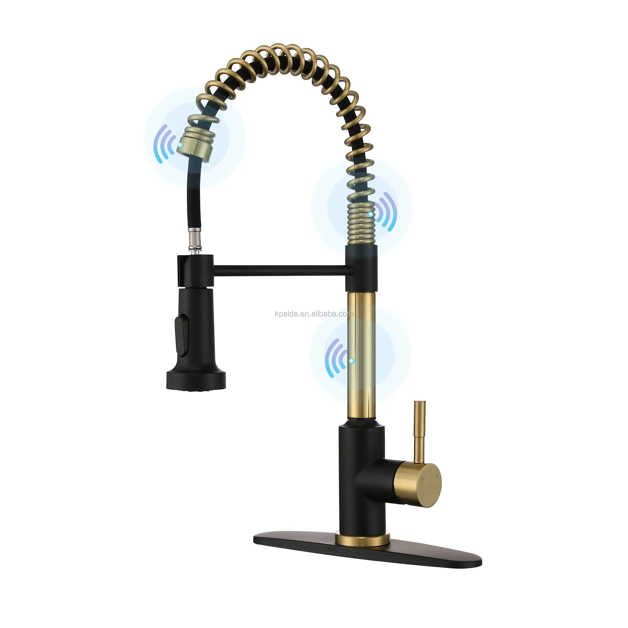 Sensor Touch Black Gold Faucet Touchless Faucet Mixer 360 Degree Rotating Spring Kitchen Faucets Hot