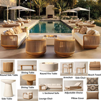 Ensemble de mobilier d'extérieur moderne, durable et confortable : Fauteuil de jardin modulaire, chaise d'appoint, table de feu et canapé sectionnel en L robuste