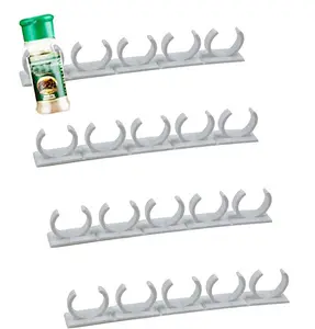 4 Pack 20-Clips Spice Gripper Clip Self-adhesive Wall Mounted Kitchen Spice Jar Rack Seasoning Jar Storage Holder Bottles Clip