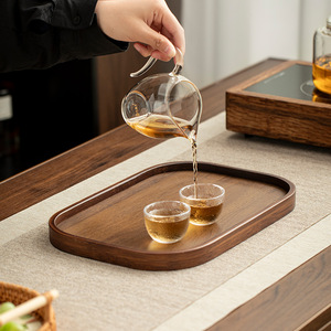 Plateau de service en bambou couleur unie pour thé, café, usage hôtelier, assiette sectionnée FS025885 - Product Image 1