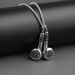 New Arrivals Stainless Steel Headset Design Charm Earphone Pendant Necklace Earplug Gold Steel Color - Product Image 6