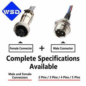 Câble de connexion aviation étanche WSD Factory OEM personnalisé GX12 GX16 à joint de bout, 2-10 broches, faisceau de câblage - Product Image 2