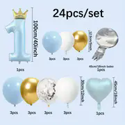 Juego de 24 globos de <span class=keywords><strong>Príncipe</strong></span> y princesa para fiesta de primer cumpleaños, papel de aluminio, perfecto para celebraciones de Año Nuevo y ocasiones especiales - Product Image 5