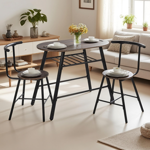 Juego de Comedor Moderno de 3 Piezas para Espacios Pequeños, Mesa de Cocina Marrón y 2 Sillas, Ahorra Espacio para Rincón de Desayuno Balcón Cafetería - Product Image 4