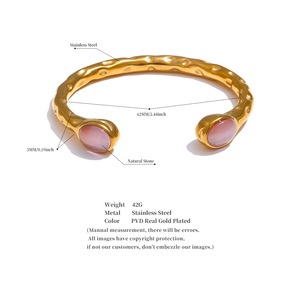 <span class=keywords><strong>Bracciale</strong></span> Aperto in Acciaio Inossidabile di Alta Qualità Placcato Oro PVD 18K da <span class=keywords><strong>Donna</strong></span> XY 4109 con Occhio di Gatto, Braccialetti Colorati e di Tendenza - Product Image 6