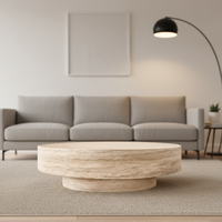 Table basse ronde en travertin, mobilier moderne pour salon, table d'appoint basse pour maison, villa, appartement, salon