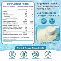 Produits de beauté en gros : Poudre de collagène marin hydrolysé avec acide hyaluronique, probiotiques et vitamines C et E