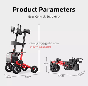 Déambulateur pliable et portable en aluminium pour personnes âgées avec siège et repose-pieds - Product Image 6