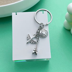 Travel Global Airplane <b>Keychain</b> Zinc Alloy Round Fashion Trend Jewelry Accessories For Creative DIY <b>Personal</b> Gift - Product Image 4