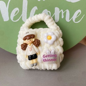 Sac pour écouteurs Popcorn Girl inspiré de l'art déco fait à la main au crochet Ins Niche Design Creative Couple Wallet - Product Image 2