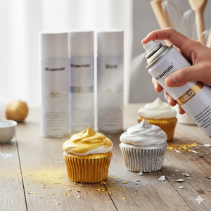 สเปรย์สีเมทัลลิกเกรดอาหารสำหรับตกแต่งเค้ก อบขนม ผงกลิตเตอร์ 100 มล. ผงสีประกายมุก ขายส่ง - Product Image 5