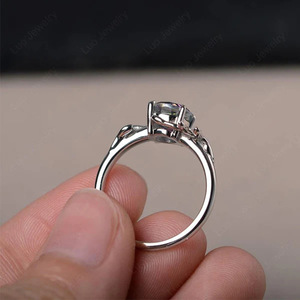 Elegante Anillo de Piedras Preciosas para Mujer, Circonita Cúbica Redonda con Engaste de Garra, Diseño de Planta, Joyería de Moda para Compromiso Q127 - Product Image 4