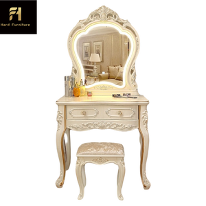 Meja rias <span class=keywords><strong>mini</strong></span> dengan cermin LED sentuh kayu mewah Prancis bergaya Eropa untuk kamar tidur wanita - Product Image 6