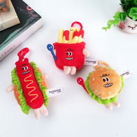 Vente en gros de nourriture Jouet en peluche OEM personnalisé Hamburger Hot Dog Tasse Nouilles Frites Croissant Pilon Toast Porte-clés en peluche