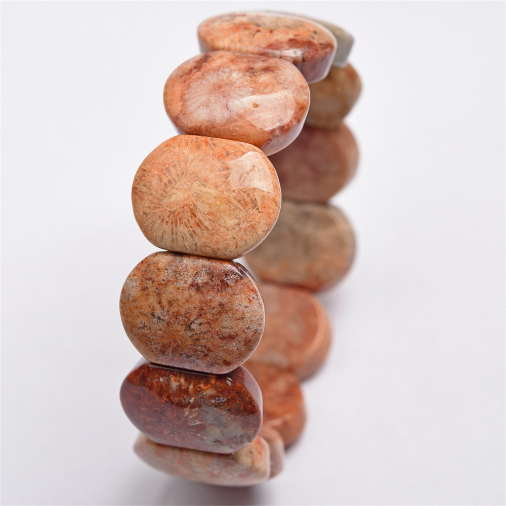 Coral Jade Oval Bracelet (16*20mm)