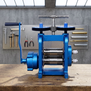 Laminoir manuel en métal bleu SUNTOOLS/STIPL modèle 309OO(I) pour la fabrication de bijoux DIY avec rouleaux réglables et manivelle - Product Image 4