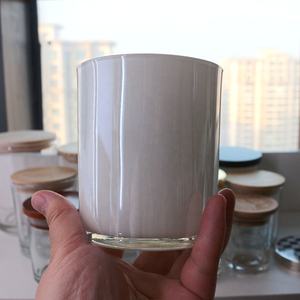 FENGJUN Pots à bougies de luxe en verre avec couvercle, surface irisée noir foncé et vert brillant - Product Image 4