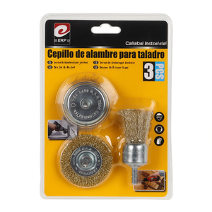 Set di 3 Spazzole in Filo d'Acciaio Erpsl con Testa Abrasiva per Trapano, Uso Industriale - Product Image 1