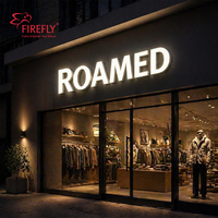 Enseigne personnalisée en lettres lumineuses LED à éclairage frontal, en acier inoxydable brossé, côtés en acrylique, étanche pour extérieur, signalétique de logo pour devanture de magasin