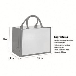 Sac fourre-tout en jute personnalisé de qualité supérieure, vente chaude en usine, avec logo personnalisé, sac de courses écologique avec poche intérieure en toile - Product Image 6