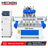 Routeur CNC à plusieurs têtes 1325, 3 axes avec table à aspiration et à rainures en T en aluminium, machine de découpe du bois pour meubles et armoires