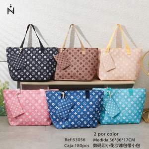 Sac de plage à imprimé floral numérique, petit format, 56x36x17cm, avec petite bandoulière, pour femme, sac fourre-tout - Product Image 2